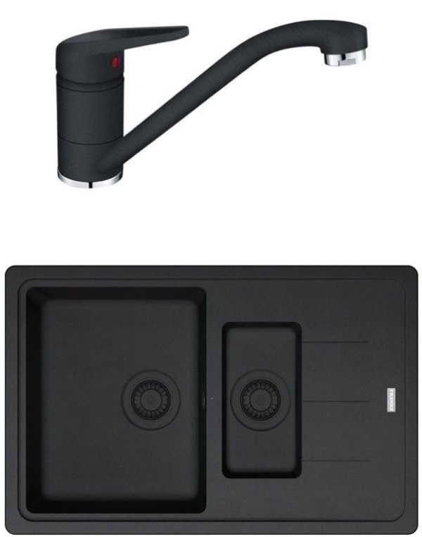 Кухонная мойка со смесителем Franke Basis BFG 651-78 + Novara Plus Black VN