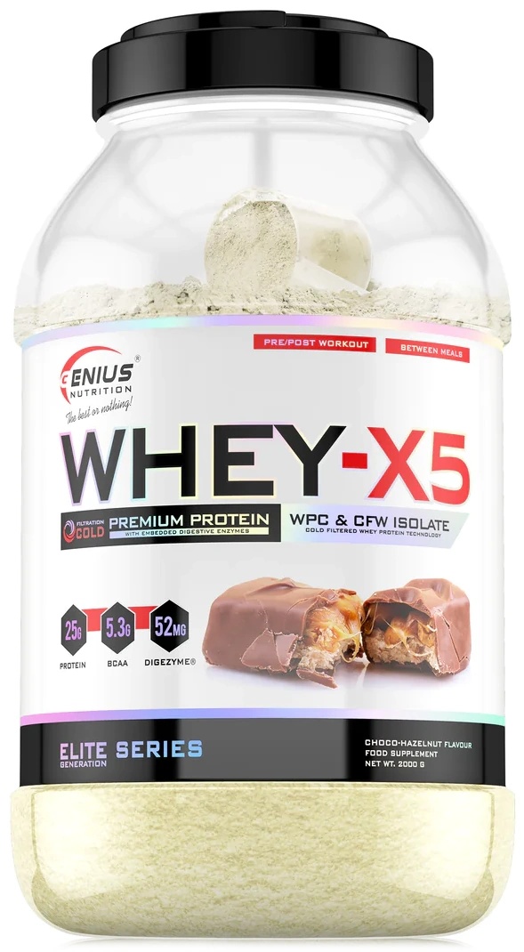 Proteină Genius Nutrition Whey-X5 2000g Choco & Hazelnut