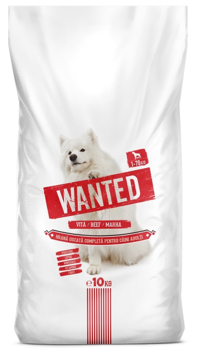 Hrană uscată pentru câini Wanted Adult Beef 10kg