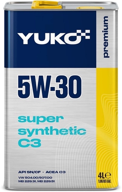 Моторное масло Yuko Super Synthetic SN/CF С3 5W-30 4L