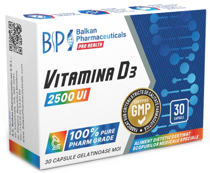 Витамины Balkan Pharmaceuticals Vitamina D3 30cap