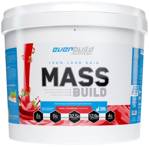 Гейнер EverBuild 100% Mass Build 5448g Royal Strawberry Smoothie