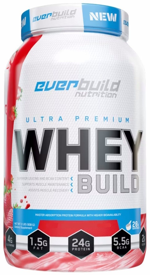 Proteină EverBuild Ultra Premium Whey Build 908g Strawberry & Banana