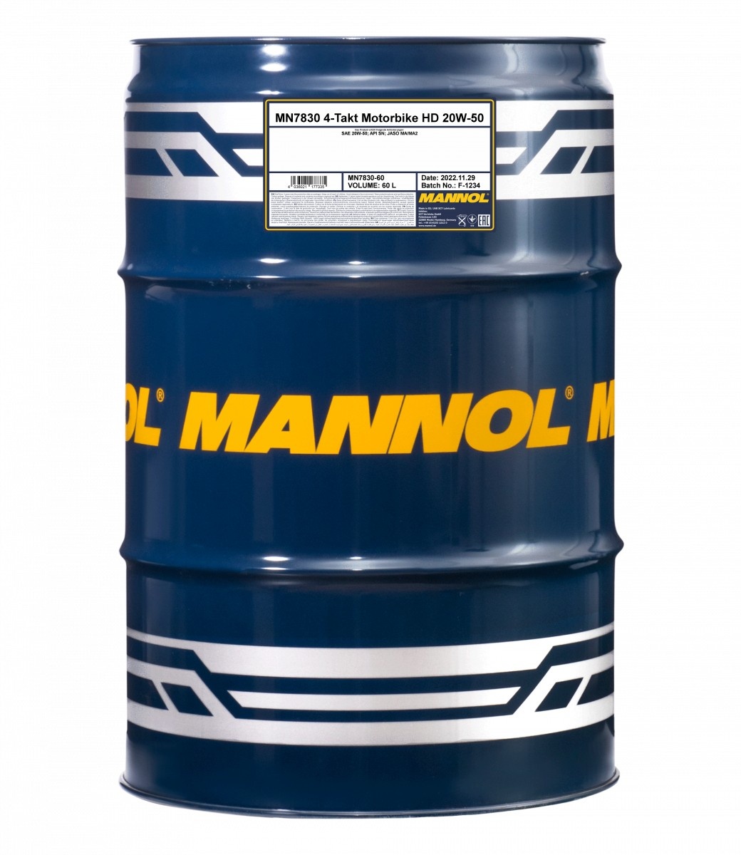 Моторное масло Mannol 4-Takt Motorbike 20W-50 HD 7830 60L