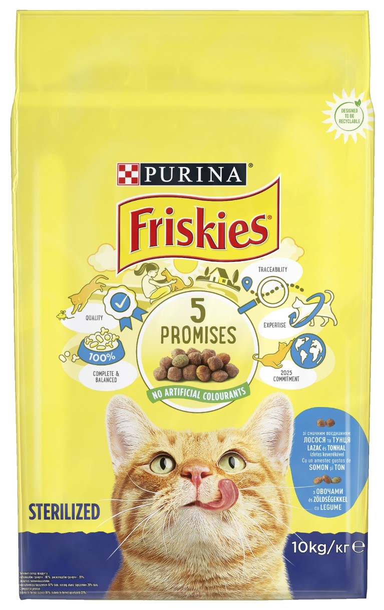 Hrană uscată pentru pisici Purina Friskies Sterile Salmon Vegetables 10kg