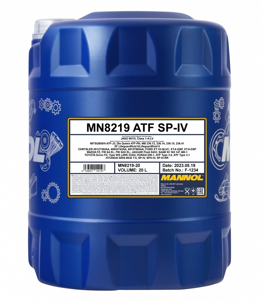 Трансмиссионное масло Mannol ATF SP-IV 8219 20L