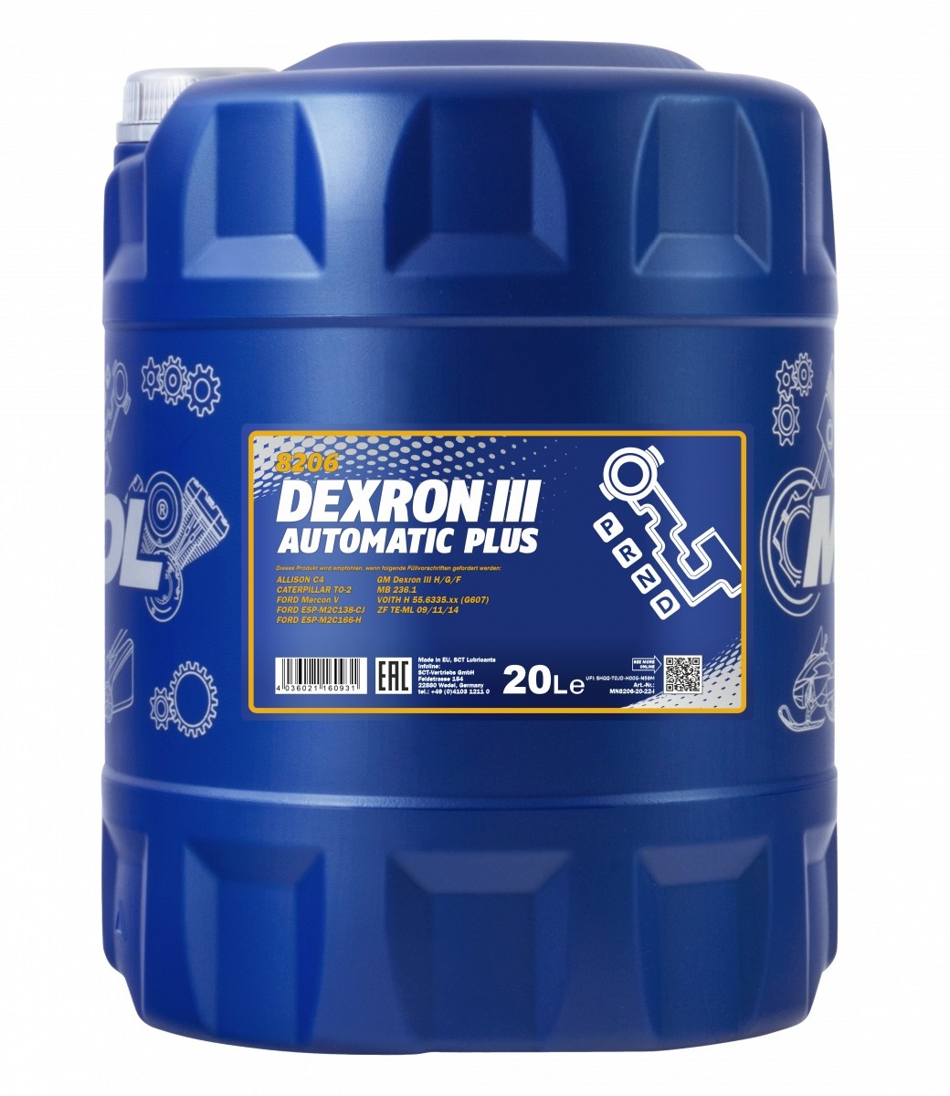 Трансмиссионное масло Mannol Dexron III Automatic Plus 8206 20L