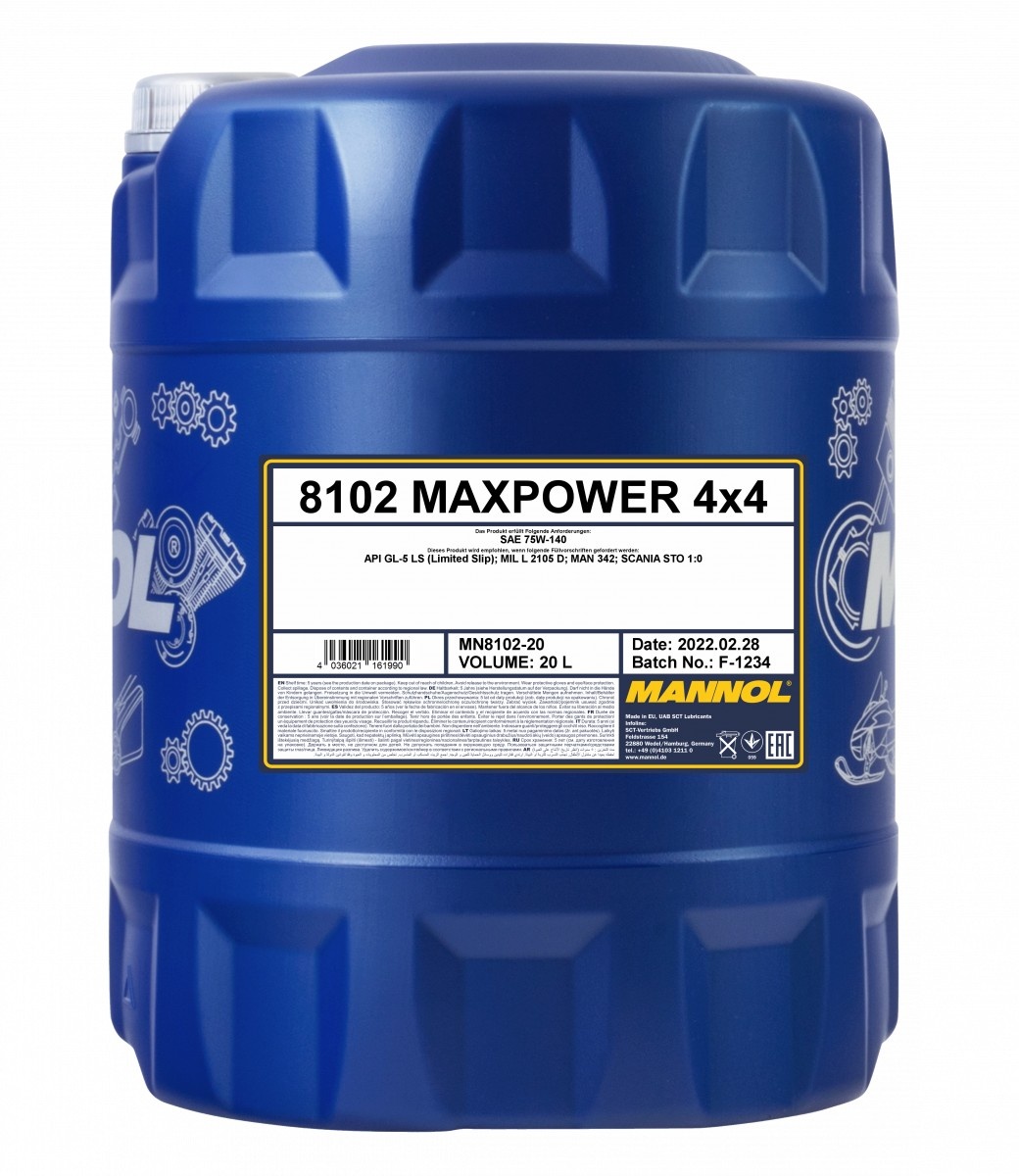 Трансмиссионное масло Mannol Maxpower 4x4 75W-140 8102 20L