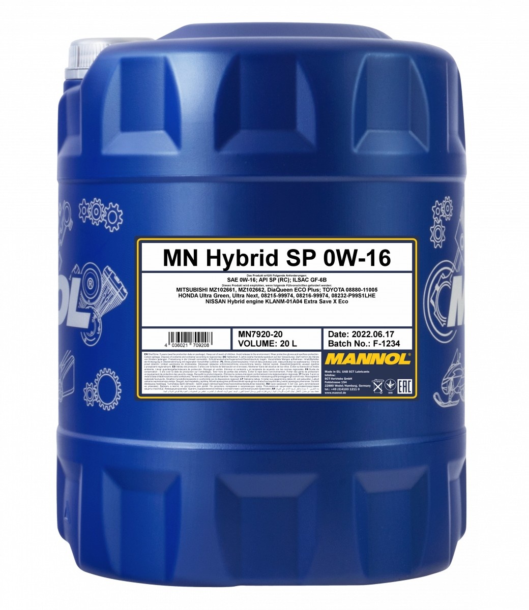 Моторное масло Mannol Hybrid SP 0W-16 7920 20L