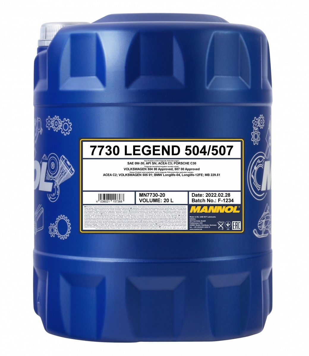 Моторное масло Mannol Legend 504/507 0W-30 7730 20L