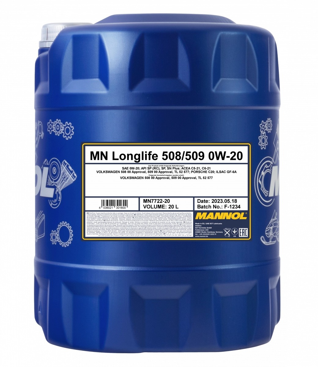 Моторное масло Mannol Longlife 508/509 0W-20 7722 20L