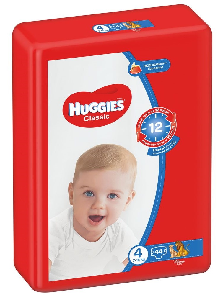 Scutece Huggies Classic Jumbo 4 7-18kg 44pcs