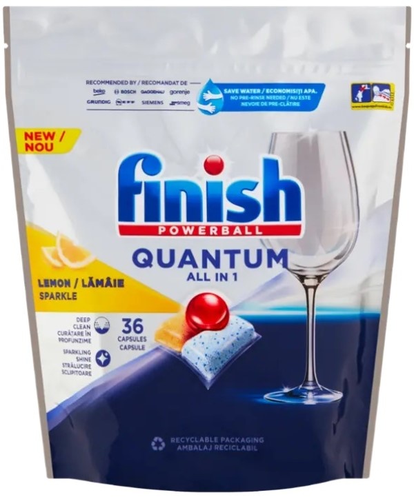 Detergent pentru mașine de spălat vase Finish Quantum Lemon 36tab