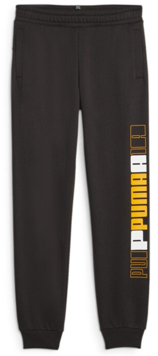Детские спортивные штаны Puma Ess+ Logo Lab Sweatpants Fl Cl B Puma Black/Yellow Sizzle 164