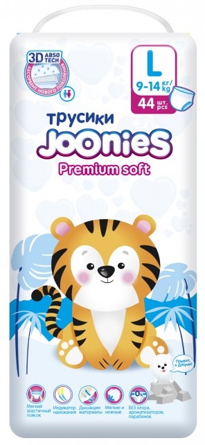 Подгузники Joonies Premium Soft L 44pcs