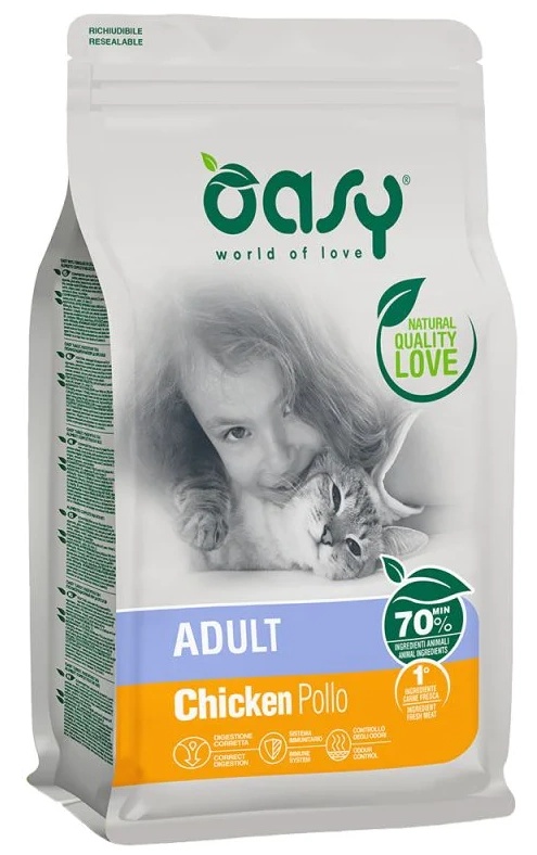 Hrană uscată pentru pisici Oasy Adult Cats Chicken 1.5kg