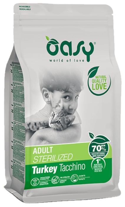 Сухой корм для кошек Oasy Adult Cats Sterilized Turkey 1.5kg