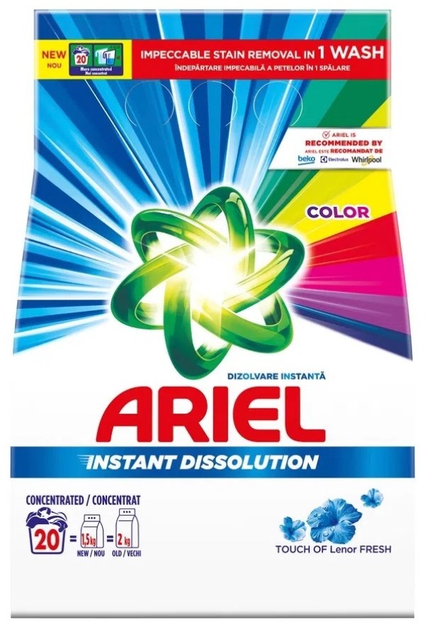 Detergent pudră Ariel Touch of Lenor Fresh Color 1.5kg