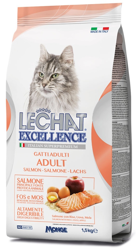 Сухой корм для кошек Lechat Excellence Adult con Salmone 1.5kg