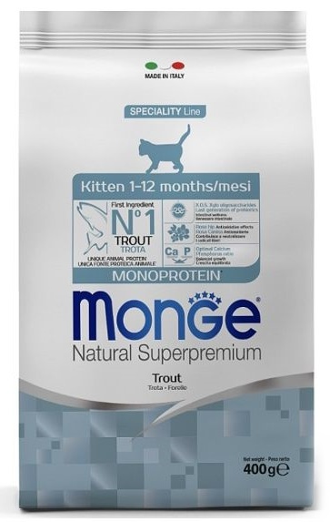 Сухой корм для кошек Monge Superpremium Kitten Monoprotein Trota 400gr