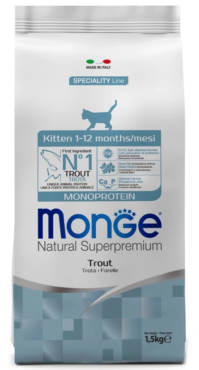 Сухой корм для кошек Monge Superpremium Kitten Monoprotein Trota 1.5kg