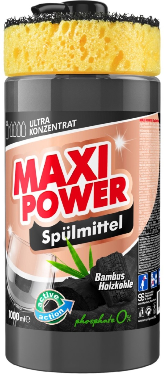 Средство для мытья посуды Maxi Power Black Coal 1L