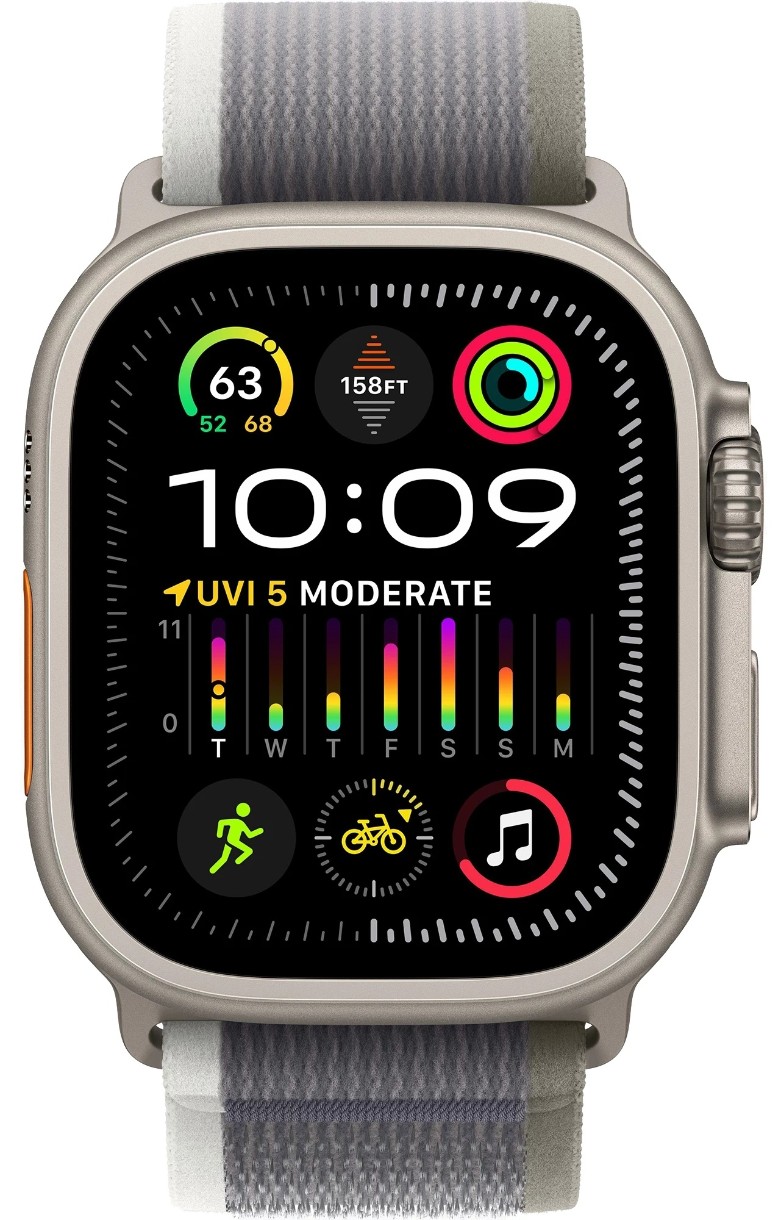 Smartwatch Apple Watch Ultra 2 GPS + Cellular 49mm Titanium Case with Green/Grey Trail Loop S/M (MRF33)