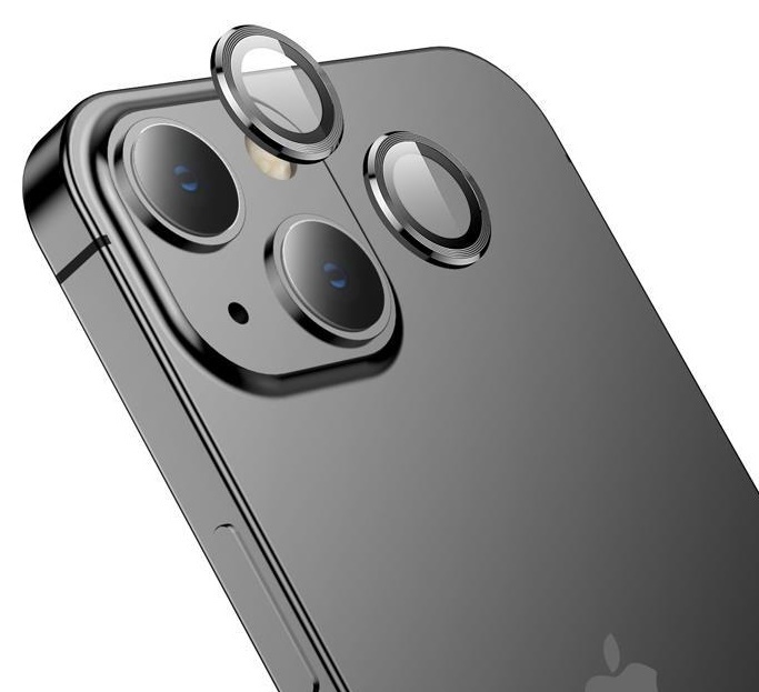 Sticlă de protecție pentru camera smartphone Hoco 3D Metal Frame Lens Film iPhone 15/15 Plus (V13) Black