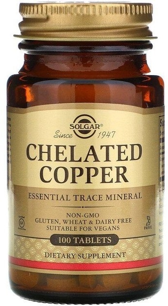 Витамины Solgar Chelated Copper 100tab