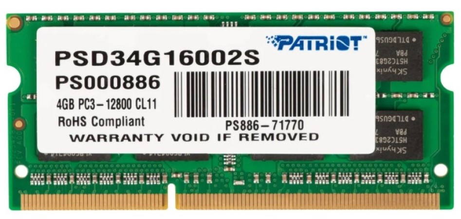 Memorie Patriot Signature Line 4Gb DDR3-1600MHz SODIMM (PSD34G16002S)