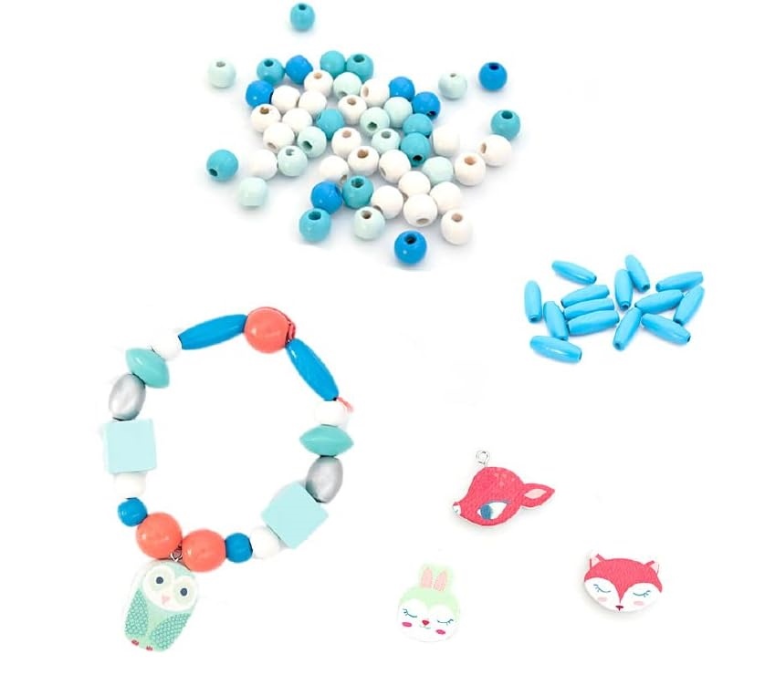 Set bijuterii pentru copii Djeco Wooden Beads Little Animals DJ09807