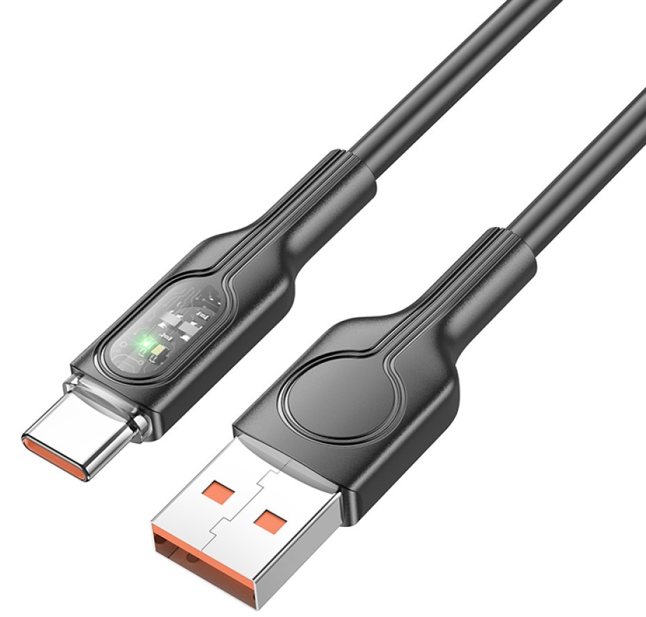 Cablu USB Hoco U120 Transparent Type-C Black