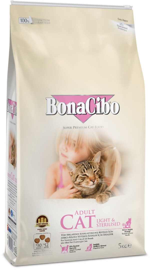 Hrană uscată pentru pisici BonaCibo Adult Cat Light & Sterilised 5kg