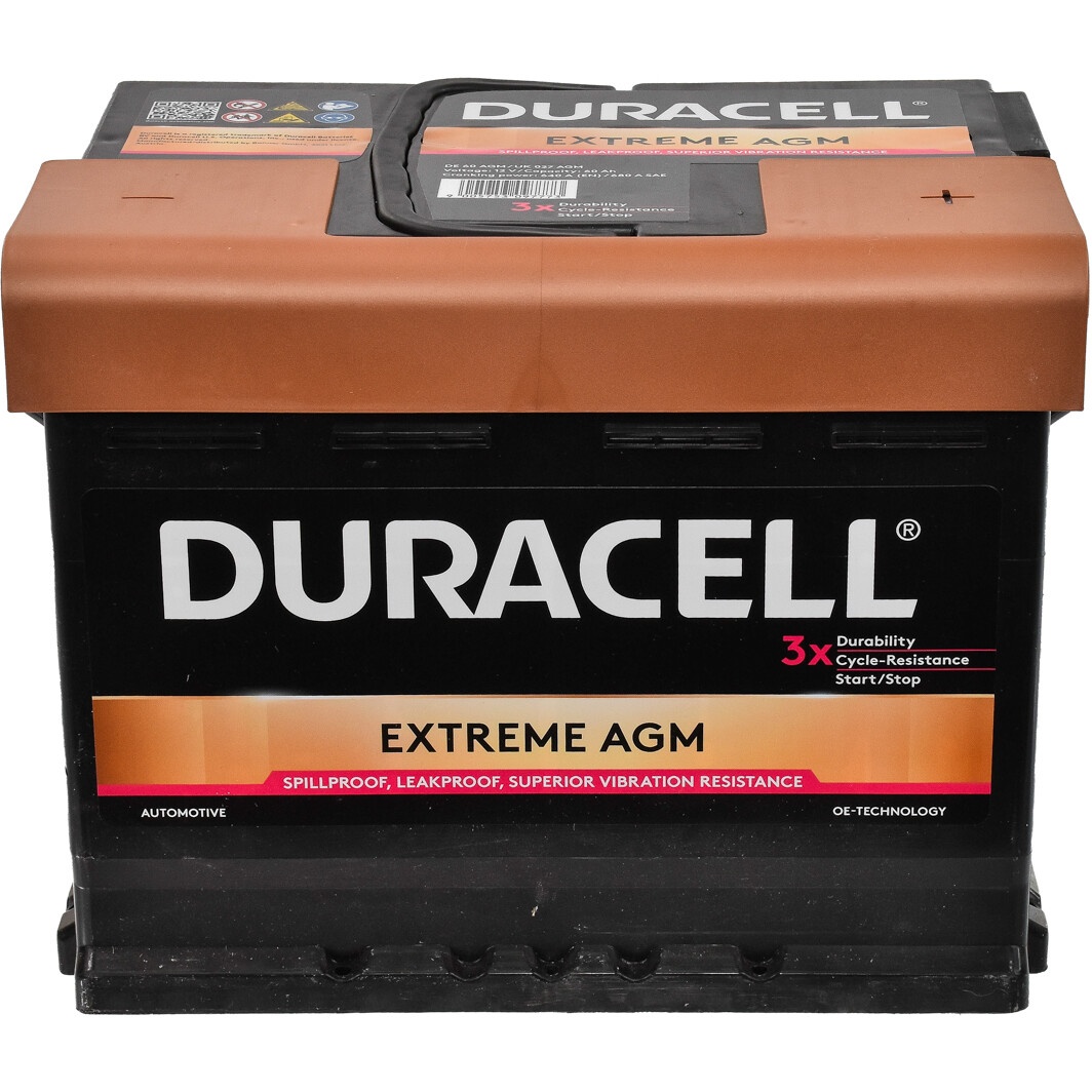 Автомобильный аккумулятор Duracell DE 60 AGM (165 600 10 801)