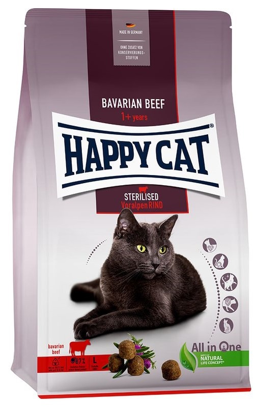 Hrană uscată pentru pisici Happy Cat Adult Sterilised Bavarian Beef 10kg