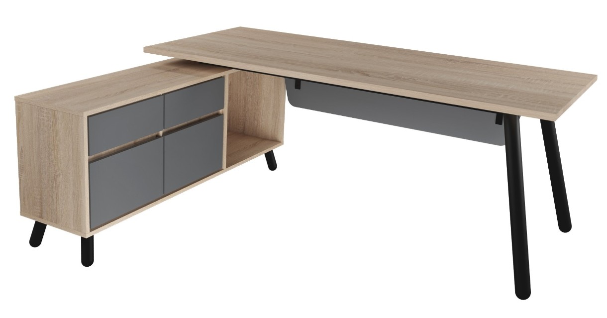 Masa de birou Deco Fusion + Box Left 2000x800/1550x400
