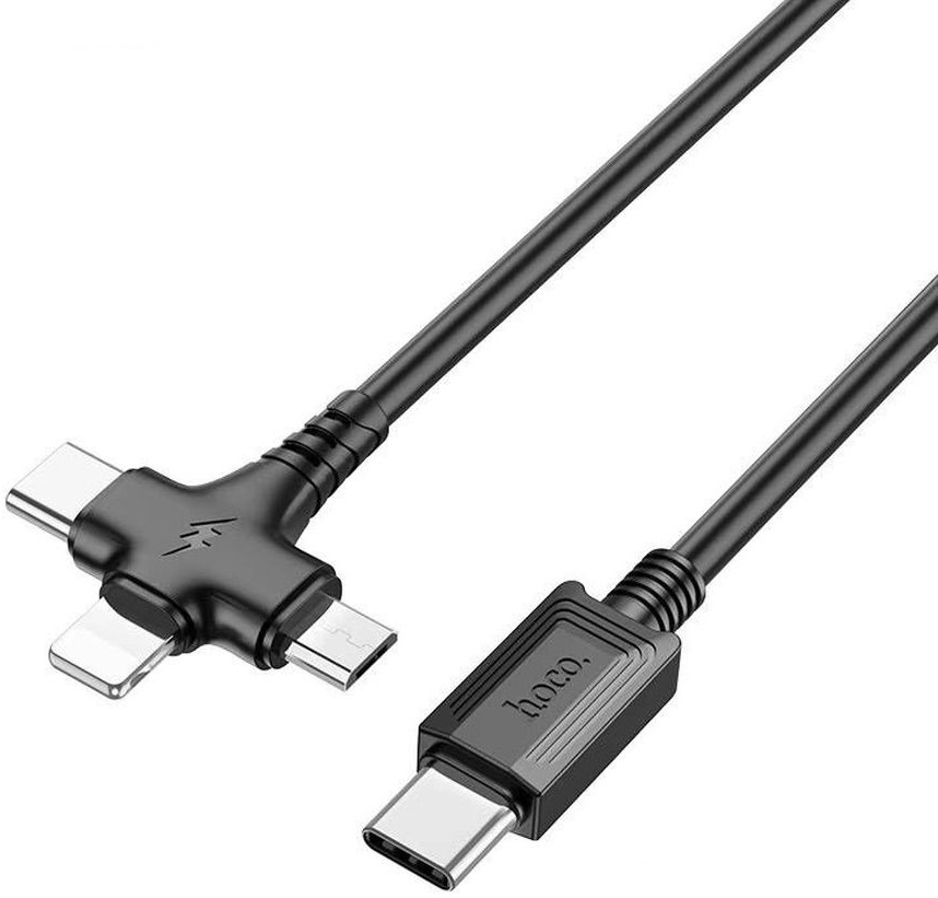Cablu USB Hoco X77 Jewel 3-in-1 Type-C to Lightning/Micro/Type-C Black