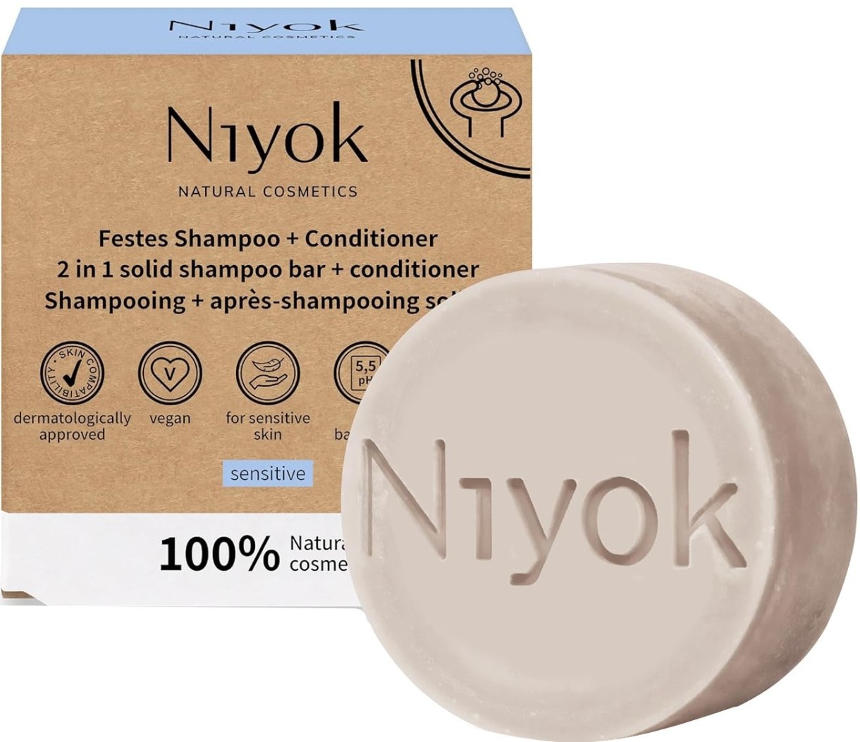 Шампунь для волос Niyok 2in1 Solid Shampoo+Conditioner Sensitive 80g