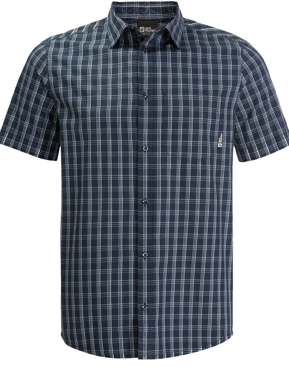 Мужская рубашка Jack Wolfskin Hot Springs Shirt M Night Blue Checks L