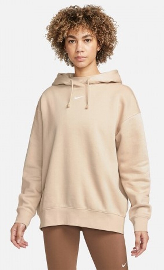 Hanorac damă Nike W Nsw Essntl Clctn Flc Os Hd Sanddrift/White, s.XL