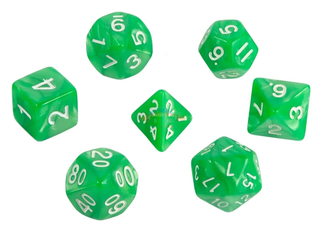 Набор кубиков Games 7 Days Pearl 7 Dice Set - Green (g7dpearl16)