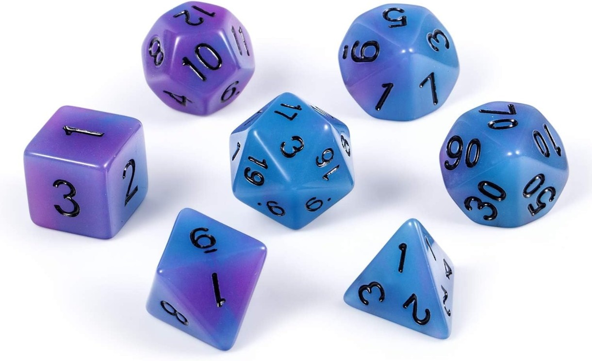 Набор кубиков Games 7 Days Double Color Glow in the dark 7 Dice Set - Blue-Purple (g7dglowdc05)