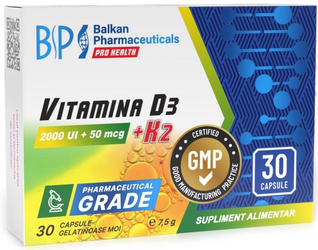 Витамины Balkan Pharmaceuticals Vitamin D3 + K2 30cap