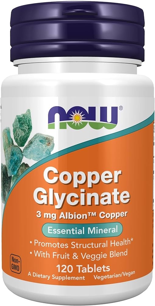 Supliment alimentar NOW Copper Glycinate 3mg 120tab