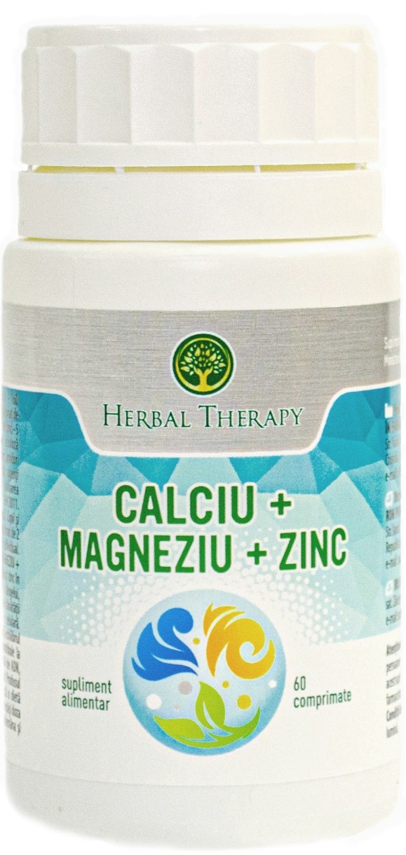 Витамины Herbal Therapy Calciu + Magneziu + Zinc 60tab