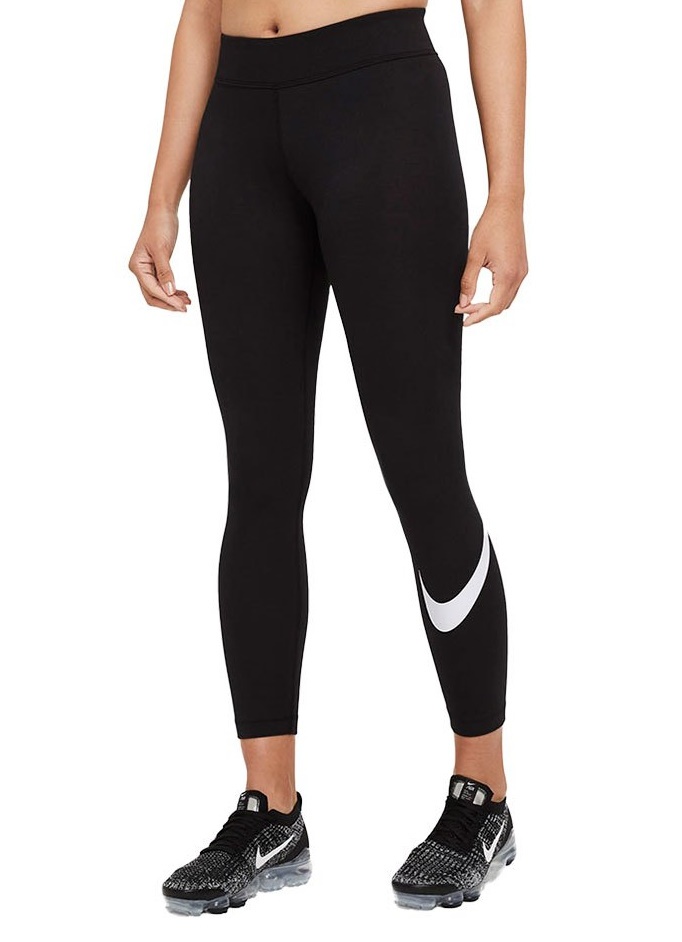 Jambiere damă Nike Sportswear Essential Swoosh Black/White, s.L