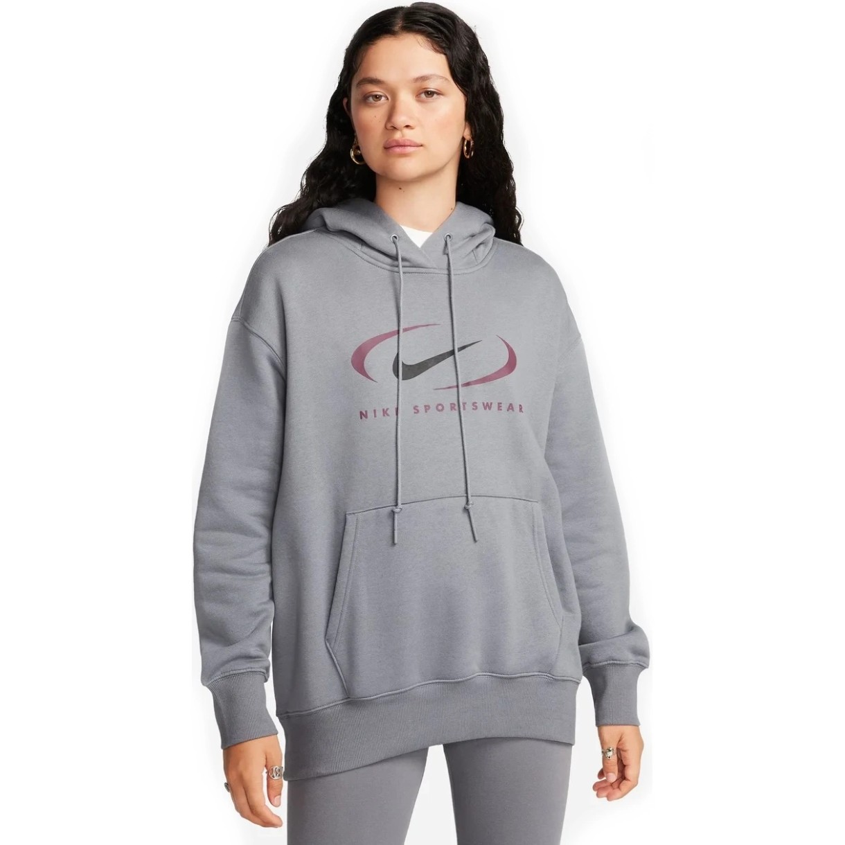 Женская толстовка Nike W Nsw Flc Os Po Hdy Swsh Smoke Grey, s.L