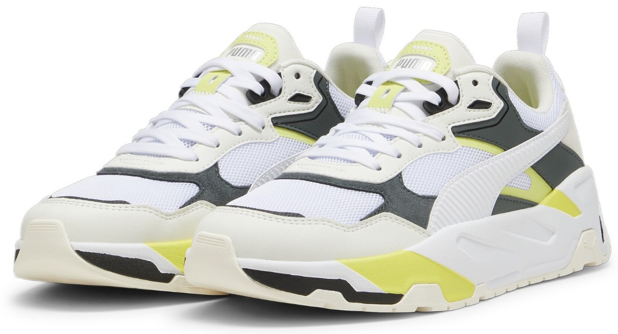 Adidași pentru bărbați Puma Trinity Warm White/Puma White/Mineral Gray/Lime Sheen 40