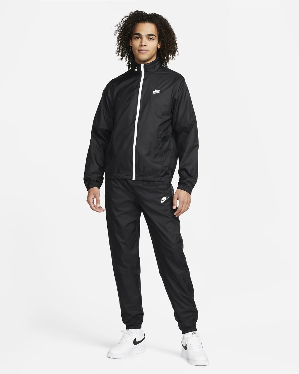 Мужской спортивный костюм Nike M Club Lined Woven Tracksuit Black/White, s.XL
