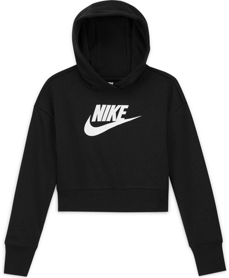 Детская толстовка Nike G Nsw Club Ft Crop Hoodie Hbr Black/White, s.L
